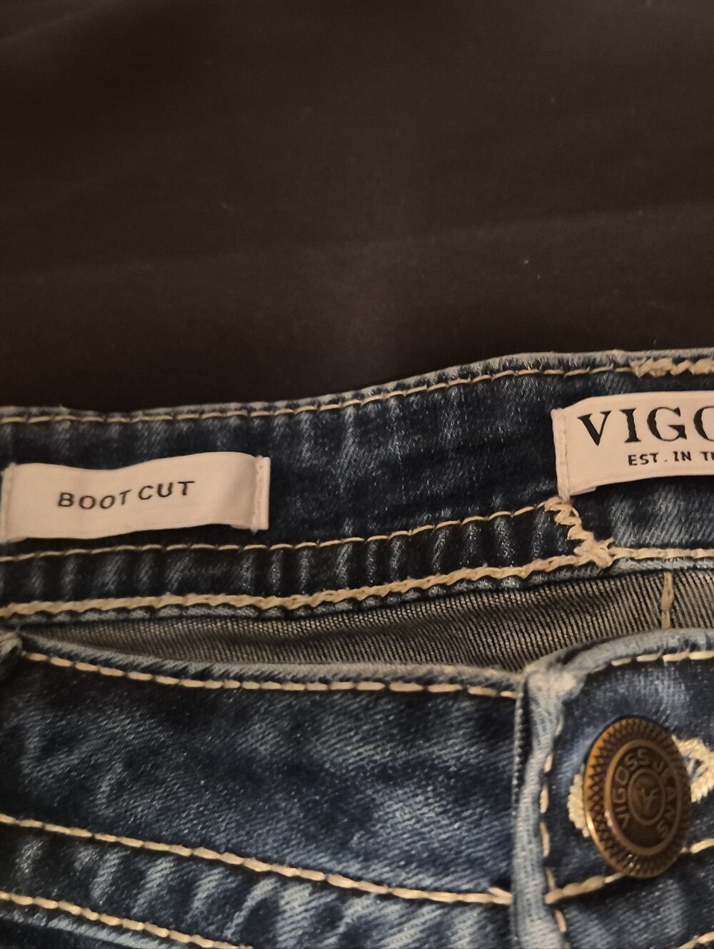 Vigoss Women's Blue Bootcut Jeans with Faded Knees - Picture 2 of 9